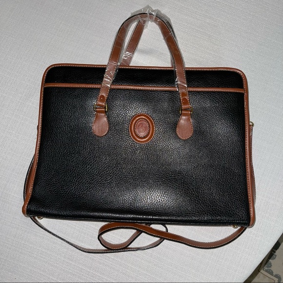 Oggi Damani Handbags - Oggi Damani Vintage Black Leather Shoulder Bag Attaché Case Computer Bag New